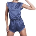 thumbnail image 2 of Pyjamas Sexy pour Femmes Mode Pyjamas en Dentelle Manches Courtes Dos Nu Robe de Maison Ensemble de Pyjamas, 2 of 5