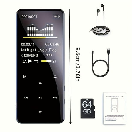 64G+4G Hi-Fi MP3/MP4 Player with Bluetooth 5.0, Speaker, Ebook, Alarm, Recorder & Headphones for Sports
