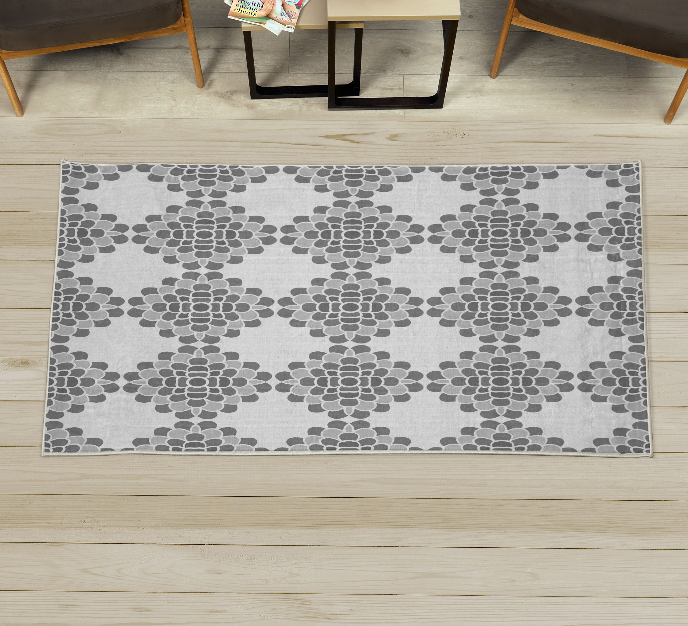Horizontal Shape Rug Floral Decorative Rug, Abstract Horizontal Lines Geometric Bold Thin ...