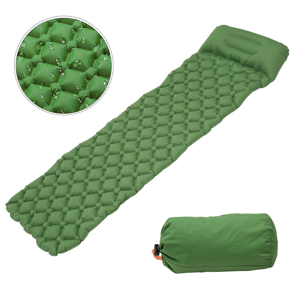 Inflatable Sleeping Mat Camping Air Pad Ultralight Roll Bed Mattress With.Pillow 