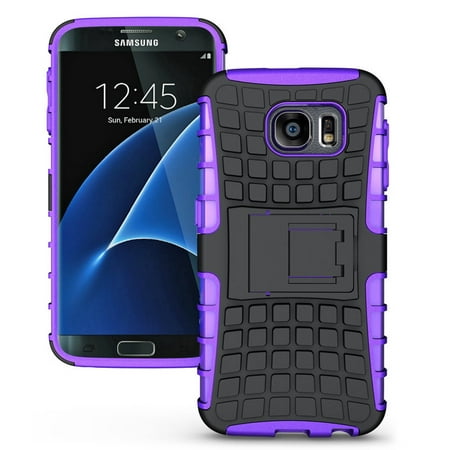 Samsung Galaxy S7 Edge Plus TPU Slim Rugged Hybrid Stand Case Cover Purple