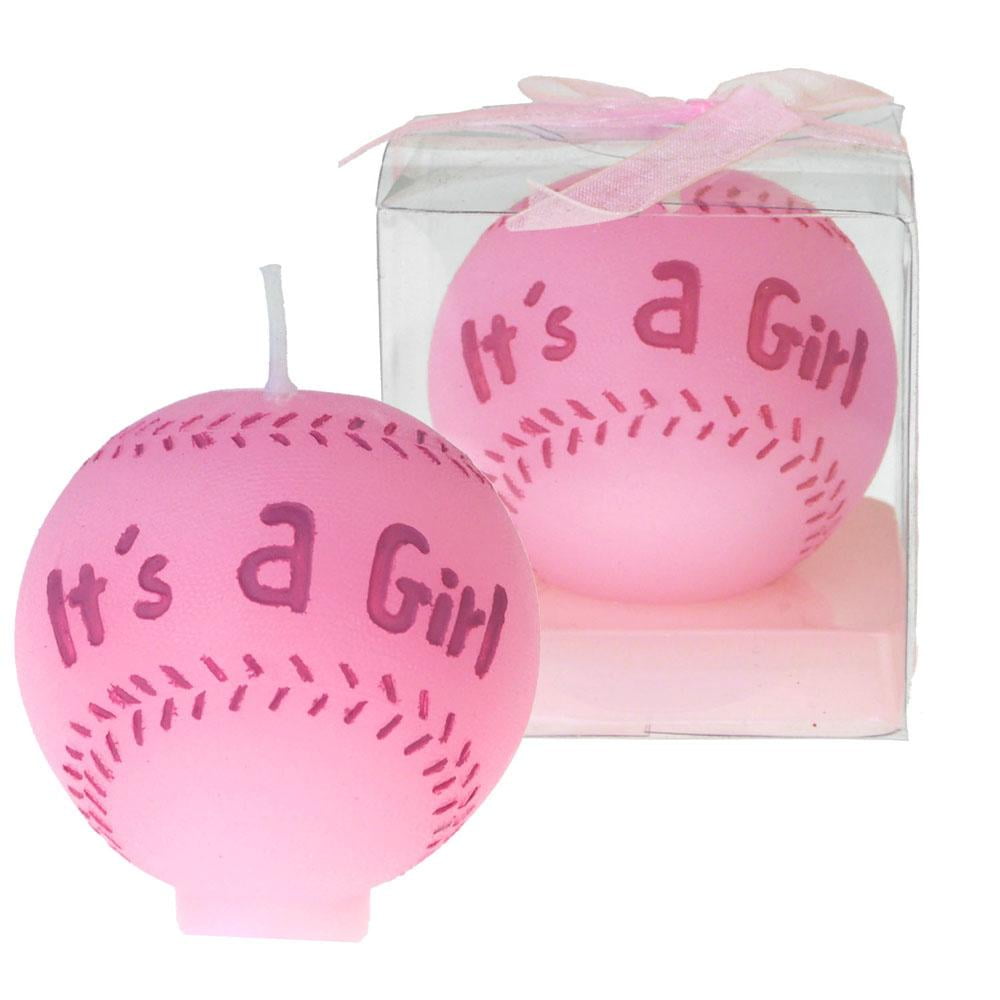 Baby Shower Candle Favor, 21/2Inch, Baseball, Light Pink