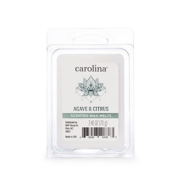 Carolina Candle Agave Citrus 2.46oz Wax Melt, Aromatherapy, 6 Cube, White