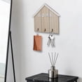 thumbnail image 4 of Wall Mounted Key Hook Rack Organizer | Decorative House Shaped Wood Storage for Entryway or Front Door, 3 Metal Hooks, Light Wood or Gray, 8.5"x8.8", Modern Rustic Accent, 4 of 6