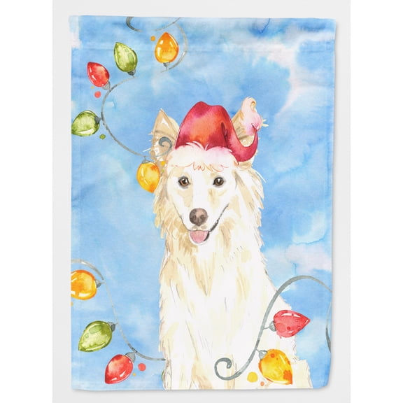 Carolines Treasures CK2500CHF Christmas Lights White Collie Flag Canvas House Size  Large multicolor