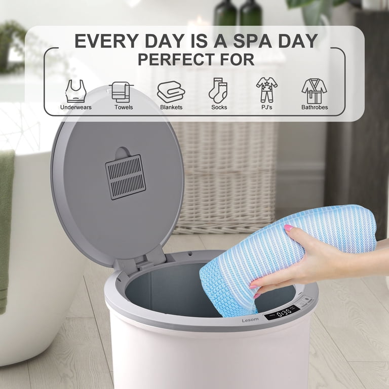 Large Towel Warmer Bucket with Flip Lid, One-Touch LED Display