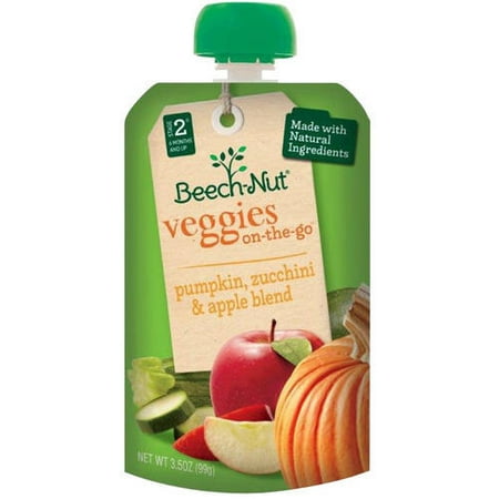 Beech-Nut Veggies on-the-Go Pumpkin, Zucchini & Apple Blend Baby Food, 3.5 oz, (Pack of