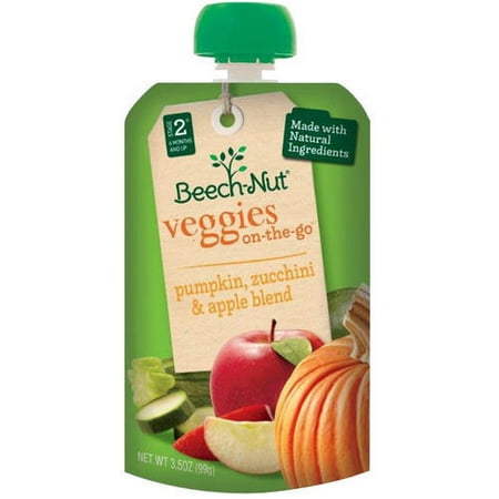 Beech-Nut Veggies on-the-Go Pumpkin, Zucchini & Apple Blend Baby Food, 3.5 oz, (Pack of 12)
