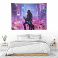 thumbnail image 3 of ONETECH  Futuristic Game City Landscape Tapestry Japanese City Night View Neon Urban Aesthetic Wall Hanging Flannel Tapestries for Bedroom Living Room, 3 of 7