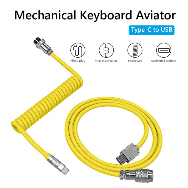 Cable en espiral para teclado mecánico de 104 teclas, Cable tipo C, Cable de puerto Usb personalizado, Cable en espiral de aviador para accesorios de teclado para juegos Tan Jianjun unisex