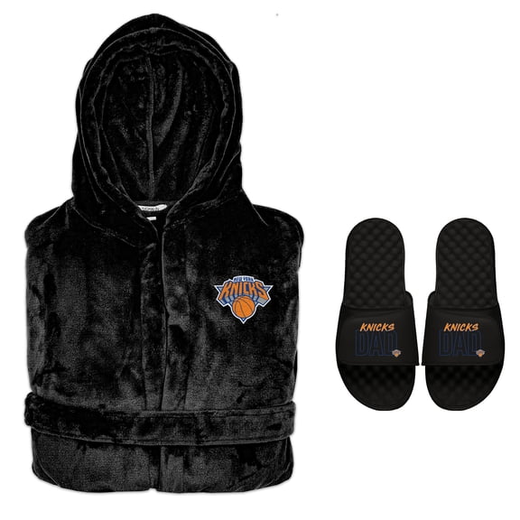 Men's ISlide New York Knicks Dad Robe & Slide Sandals Bundle