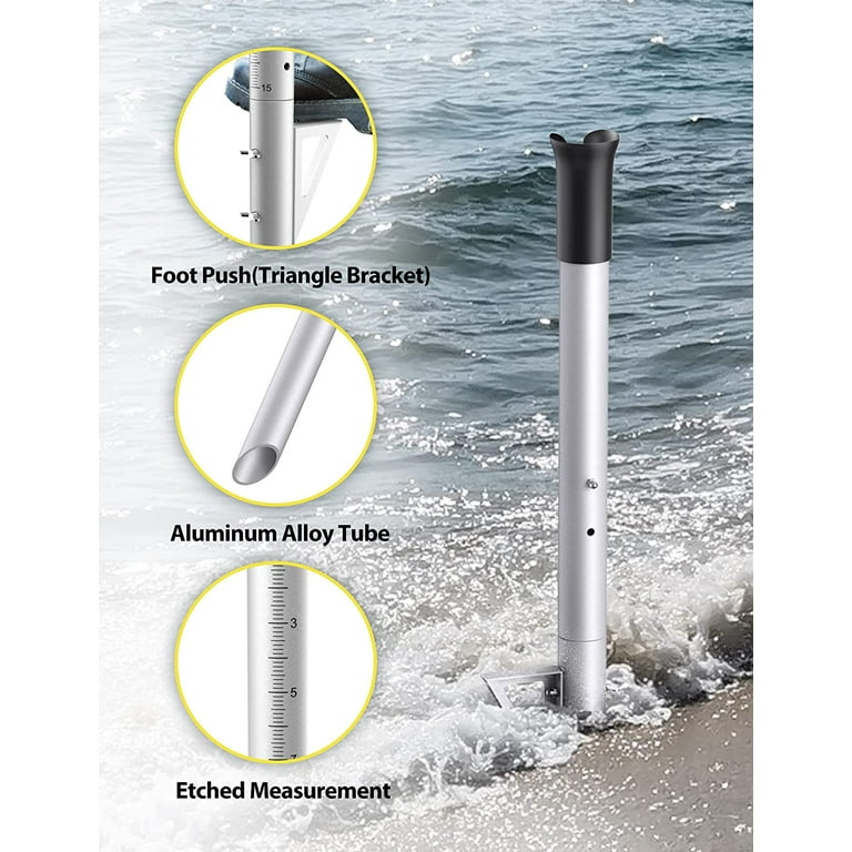MUSVOH Sand Spikes for Surf Fishing, Surf Fishing Rod Holder with Aluminum  Alloy Tube, Foot Push