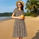 thumbnail image 4 of Fotbe Leopard Print-2 Vestido Largo de Moda para Mujer, Vestido Tipo Camiseta con Manga Corta y Estilo Casual a Rayas y Bloques de Color, 4 of 6