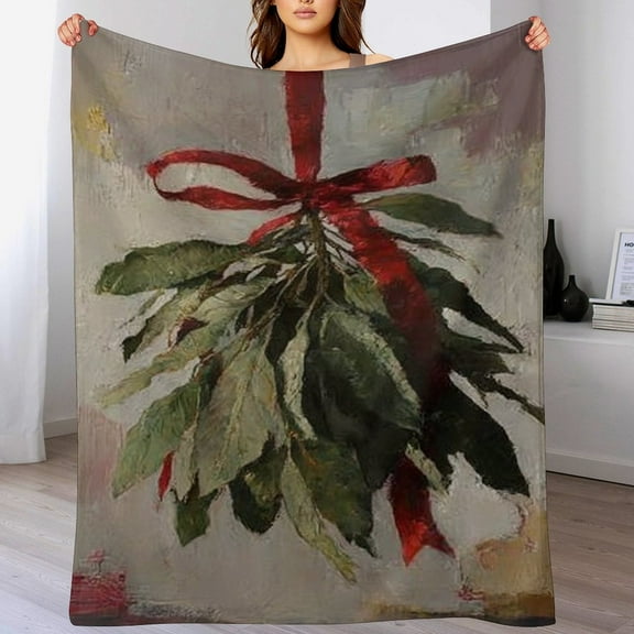 RKSupls Christmas Throw Blanket,Soft Warm Fannel Christmas Mistletoe Blankets Gift for Home Bed Sofa Couch Decor,60x80 in