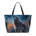 thumbnail image 2 of Disketp Lonely Night Sky Wolf Bolsa de Playa de Gran Capacidad, Bolso Impermeable y a Prueba de Arena para Mujer, Ideal para Playa, Piscina y Natación, 2 of 7
