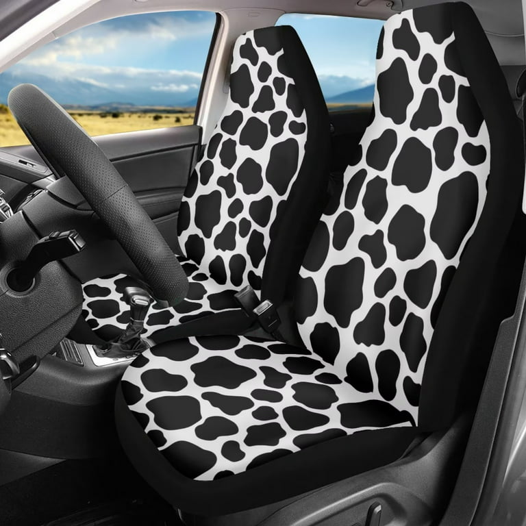  QZLAN Western Cow Print Car Seat Covers Set of 2