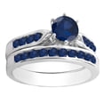 thumbnail image 3 of Dazzlingrock Collection 1.00 Carat (ctw) 14K Round Blue Sapphire Ladies Bridal Engagement Ring Set 1 CT, White Gold, Size 8, 3 of 7