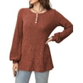 thumbnail image 2 of Fantaslook Henley Long Sleeve Shirts for Women Casual Tunic Tops Fall Dressy Blouses Lightweight Pullover, 2 of 7