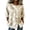 Beige, variant on Women's Floral Lace Patchwork Drawstring Blouse Casual Loose 3/4 Sleeve Button Down Peasant Top