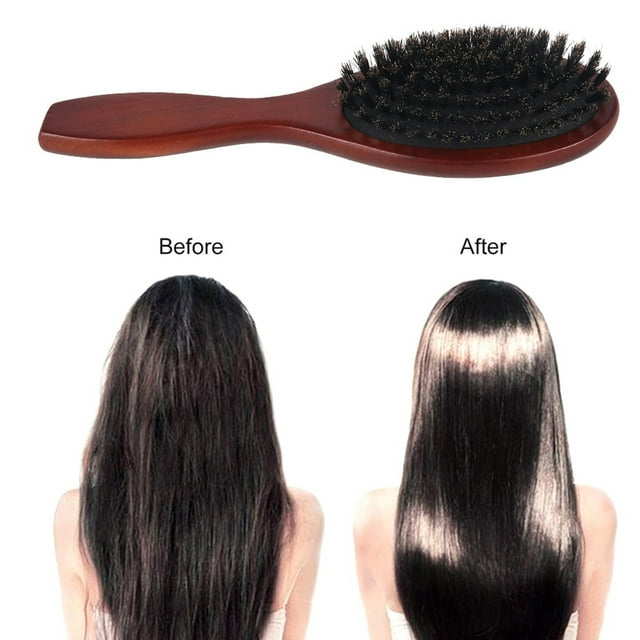 Hair Brush for Hair Care and Massage Wood Comb with Pig Bri Stle Design for Scalp Stimulation and Smoothing - Natural Wood Hair Massage Tool for Everyday Use