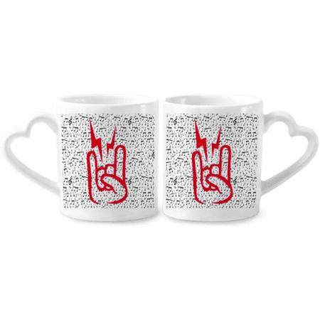 

Gesture Music Symbol Enthusiasm Couple Porcelain Mug Set Cerac Lover Cup Heart Handle