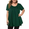 thumbnail image 4 of Mode Grande Taille Femmes T-Shirt à Manches Courtes Col Rond Ample Uni, 4 of 9