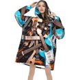 thumbnail image 4 of Music Guitar Print Oversized Blanket Hoodie, Wearable Blanket Adult For Women Men And Teenager, Super Soft Warm Flannel Fluffy Hooded Blankets Sweatshirt With Big Pocket, 4 of 8