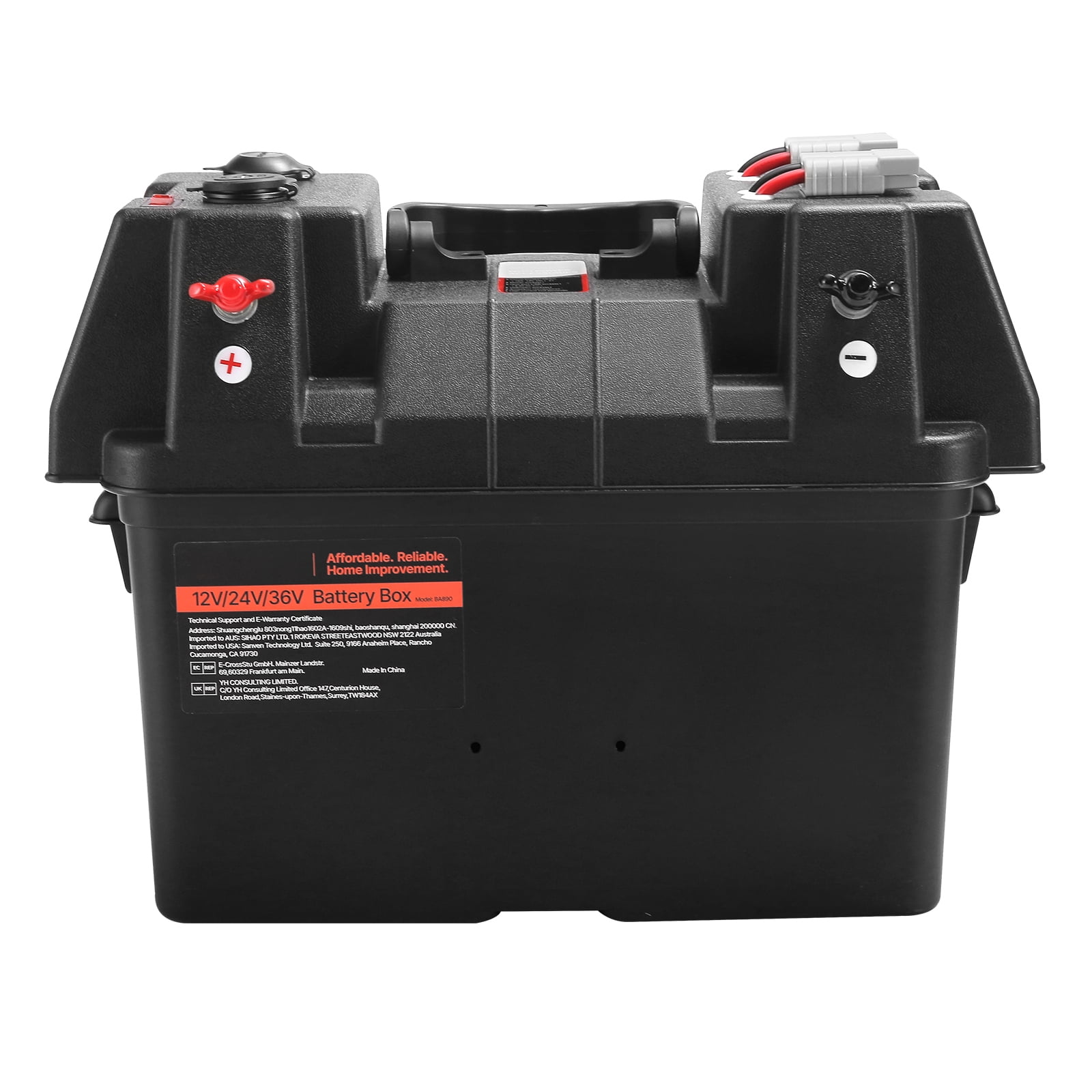 KFFKFF Battery Box for Group 24/31, Compatible with 12V/24V/36V Marine Batteries, Durable PP Shell with Dual Straps, Smart Design for Trolling Motors, Marine Use, RVs, and Solar Panels