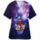 thumbnail image 3 of Blusa de uniforme de trabajo con cuello en V y cordón de manga corta con estampado de dibujos animados de Disney Stitch para mujer, 3 of 5
