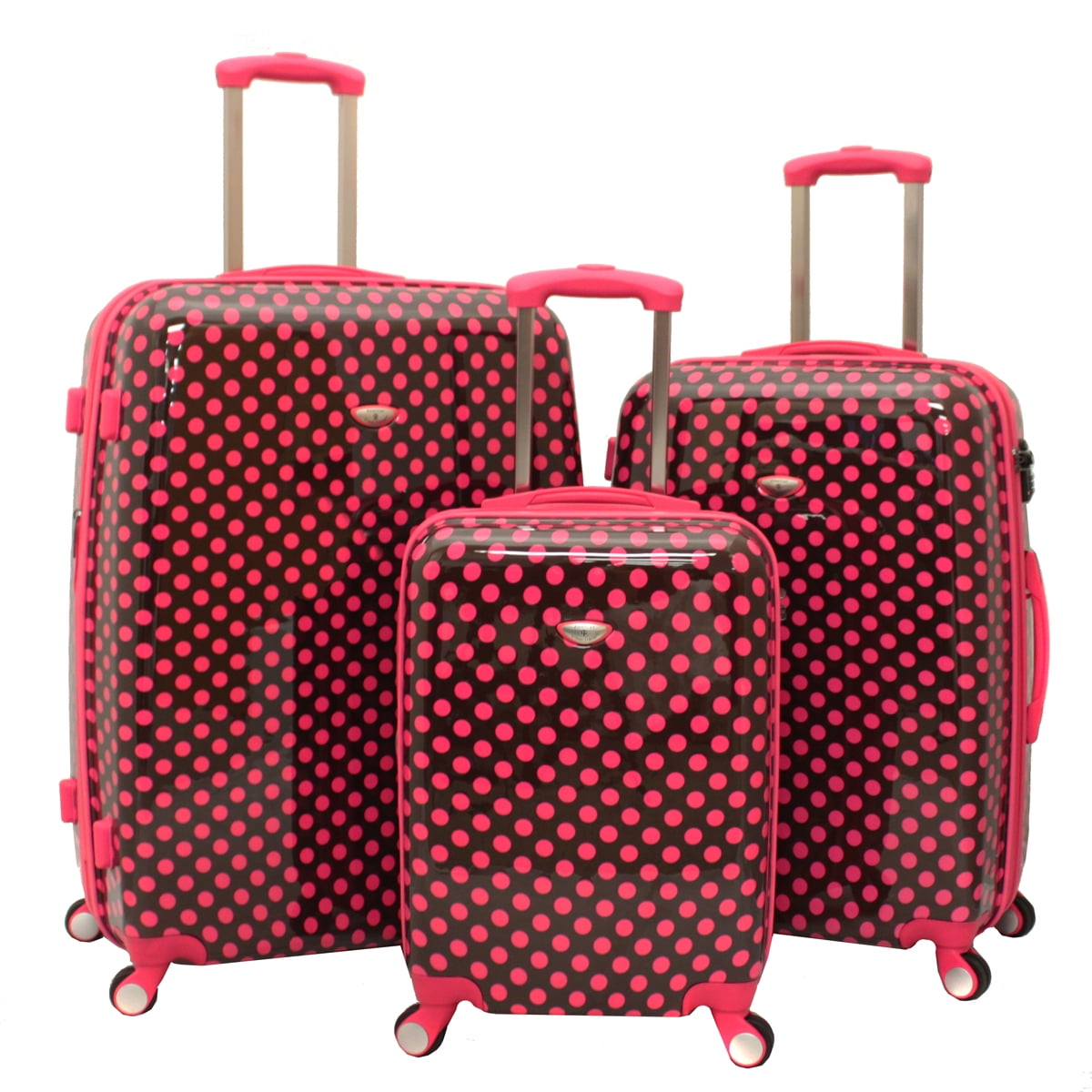 polka dot hard shell luggage