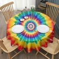 thumbnail image 3 of Colorful Rainbow Tie Dye Spiral Pattern Round Tablecloth 60"x60",Wrinkle Wipeable Table Cloth for Kitchen Dining Room Picnic Patio Party, 3 of 6