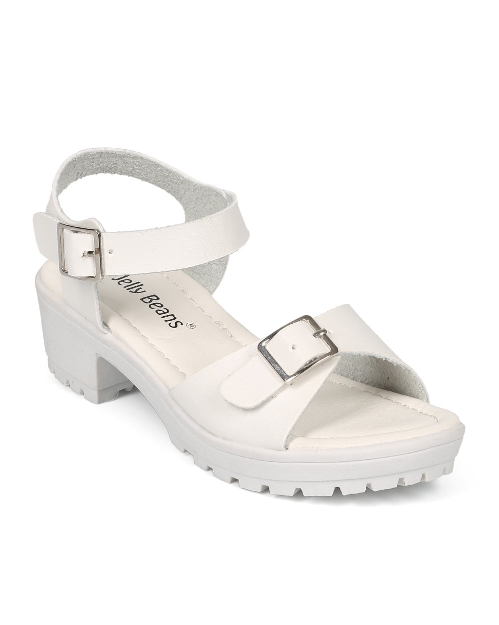 Jelly Beans CE85 Leatherette Buckle Lug Sole Chunky Heel City Sandal