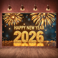 thumbnail image 2 of Decorative Design New Year Banner Colorful Theme Celebration Banner Balloon Decoration Fireworks Party Banner for New Year Party Festival Gathering Event, 2 of 5