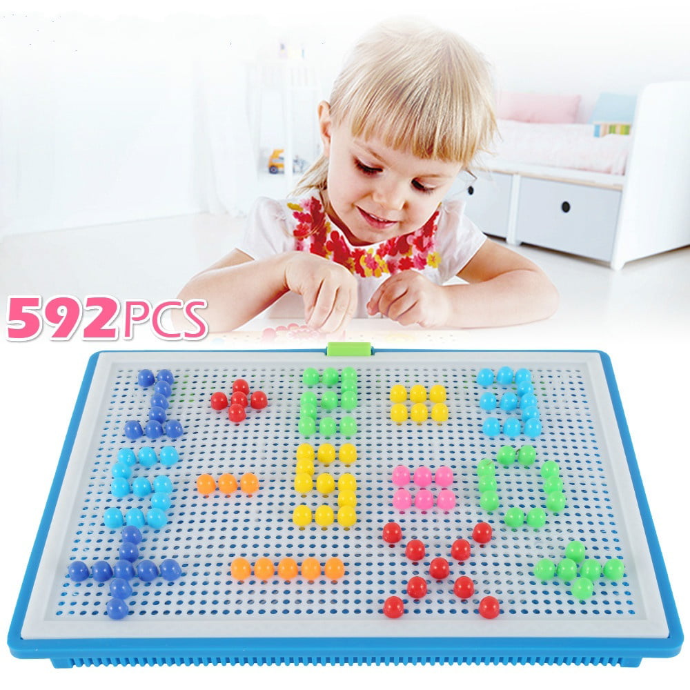Children Kids Puzzle Peg Board With 296/592 Pegs Educational Toys Creative Gift. 