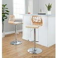 thumbnail image 3 of LumiSource Chrome Metal, Zebra Wood, Cream PU Folia Adjustable Barstool - Set of 2, 3 of 6