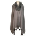 thumbnail image 2 of QQAMB Women's Faux Fur Trim Shawl Cape Knitted Shawl Coat, Cute Pompom Soft Shawls and Wraps for Weddings Evening Dresses, 2 of 4