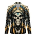 thumbnail image 4 of Indian Style Skull Men's Sweater Sports POLO Shirt Zip Pullover Mens Athletic Long Sleeve Sweatshirt Mock Neck for Men, 4 of 7