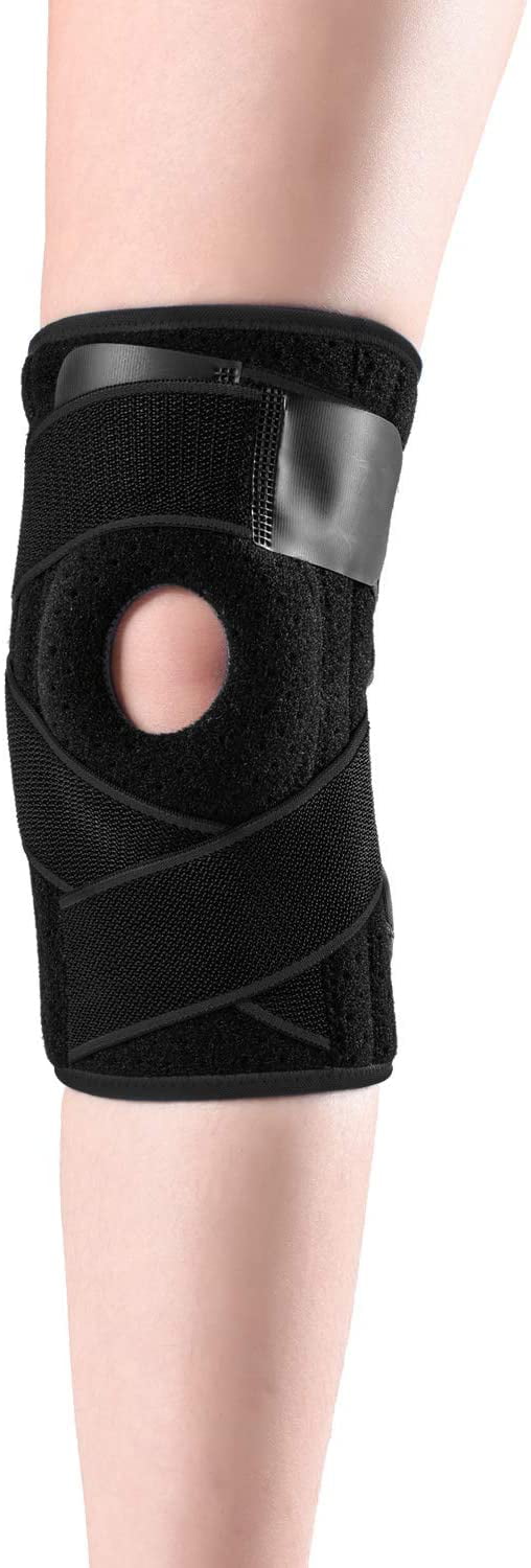 Black Upgraded Knee Brace w/Muscle Tape,Patella Gel Stabilizer for Knee  Support ACL MCL Arthritis Pain Recovery,Adjustable for Kid, Youth,Women 