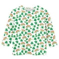 thumbnail image 3 of LckLvx Kids St Patricks Day Tops Cute Print 3/4 Sleeve Crewneck Shamrock Graphic Pullover Casual Blouse 3-12 Years, 3 of 5