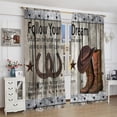 thumbnail image 4 of Retro Country Western Cowboy Cottage Farmhouse Curtains - Wooden Board Background Pattern for Living Room, Bedroom, Kitchen - Blackout Noise Reduction - 42x54 Inch 2 Panels, 4 of 6