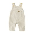 thumbnail image 4 of DXOUPM Baby Boy Girls Corduroy Overalls Toddler Bib Pants Suspender Jumpsuit Romper Fall Outfit Light Yellow 0-3M, 4 of 4