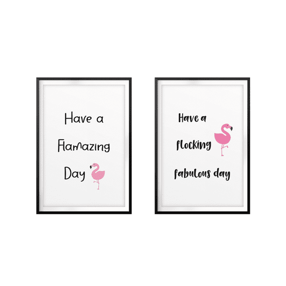 Good Day Flamingo 11 x 14" Wall Art UNFRAMED Print (2 Pack)