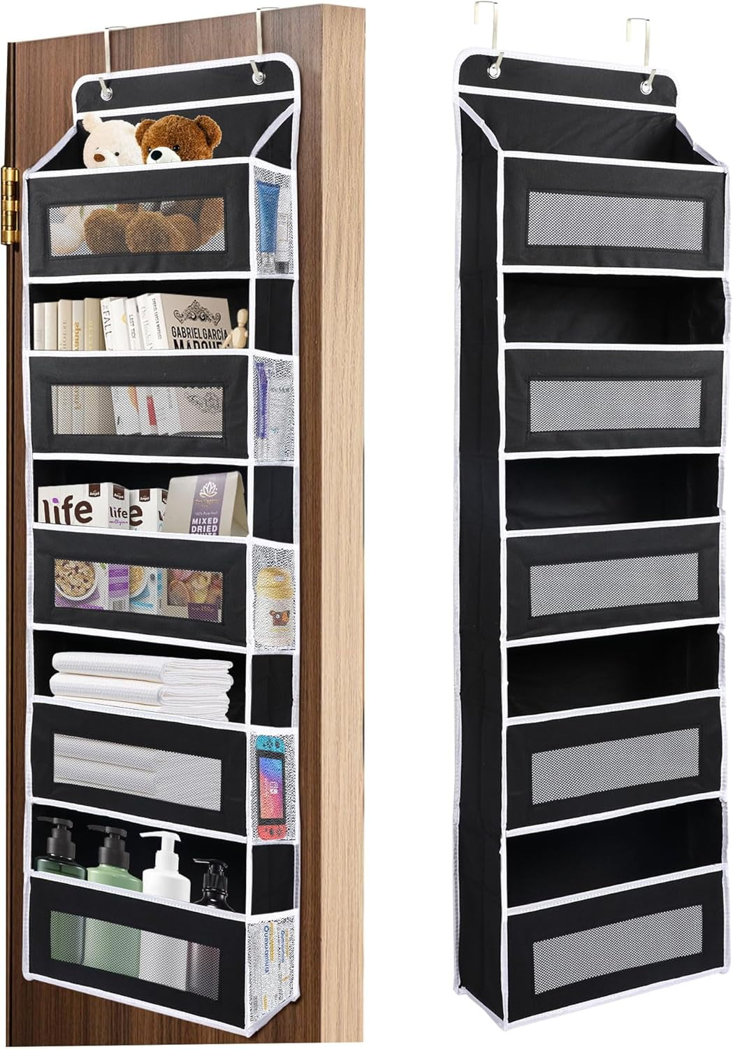 Hanging Shelves JARLINK Over The Door Organizer Storage, 5 Shelf Hanging Door  Organizer With 5 Large Capacity Pockets, Anti Tilt 44 Lb Load Behind Door  Organizer For Bedroom, Bathroom, Pantry, Nursery, (Black, image size:1049x1500