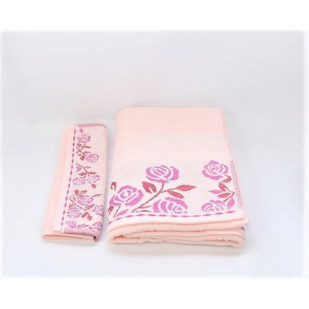 Gold Coast 5 pcs Cotton Jacquard Bath Towel  & Washcloths  Set - Petal (Best Deals On Towels)