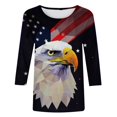 thumbnail image 4 of Dianli Summer Tops for Women Trendy Women's 3/4 Sleeve Shirts Sunflower Print Round Neck Loose Tops Comfy Soft Blouses Summer Casual Pullover 4th of July Tops Clearance, 4 of 5