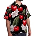 thumbnail image 2 of Cherry Men's Short Sleeve Spread Collar Button Down Beach Print Casual Shirts, 2 of 6