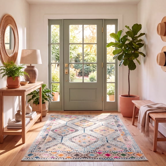 Safavieh Madison Lanford Southwestern Area Rug, Blue/Yellow, 5' x 5' Square