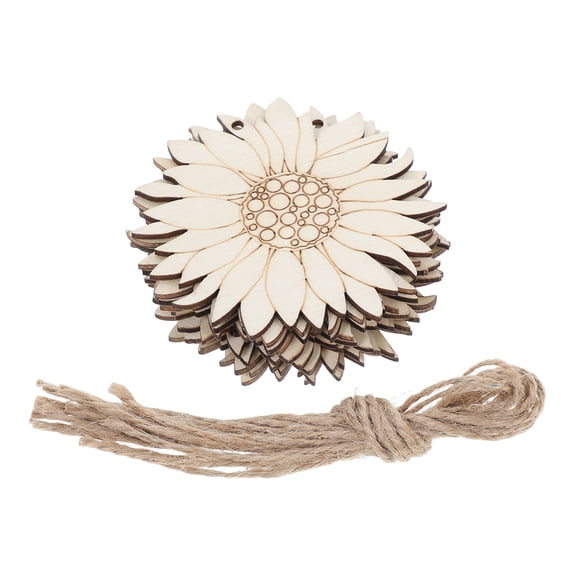 Raindrops 20 Pieces Wooden Sunflower Pendants for Crafts, Spring Hanging Decorations, Crafting Supplies for Enthusiasts