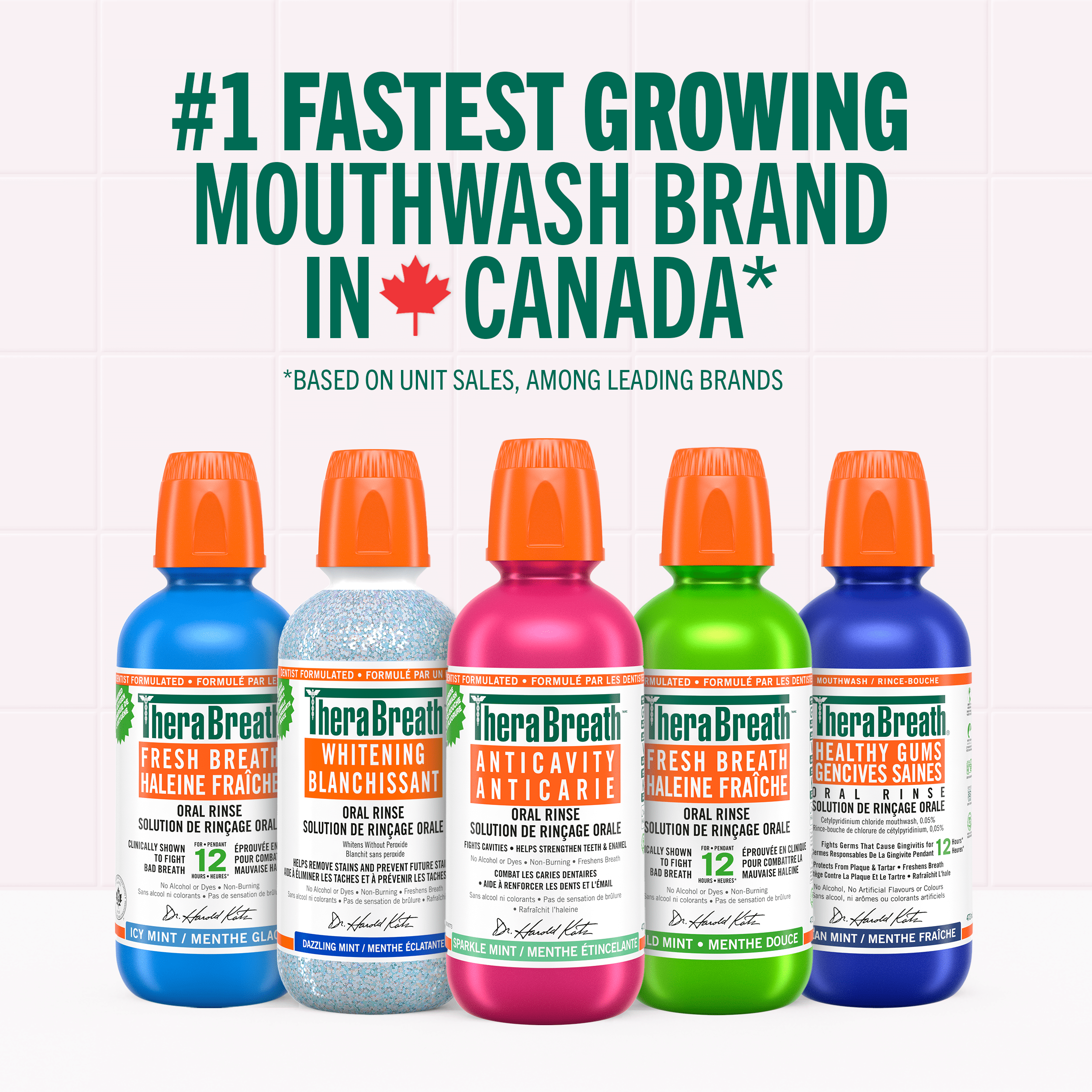 Rince-bouche au fluorure anticarie TheraBreath, Menthe étincelante, formulé par les dentistes, 473mL Therabreath Anticarie