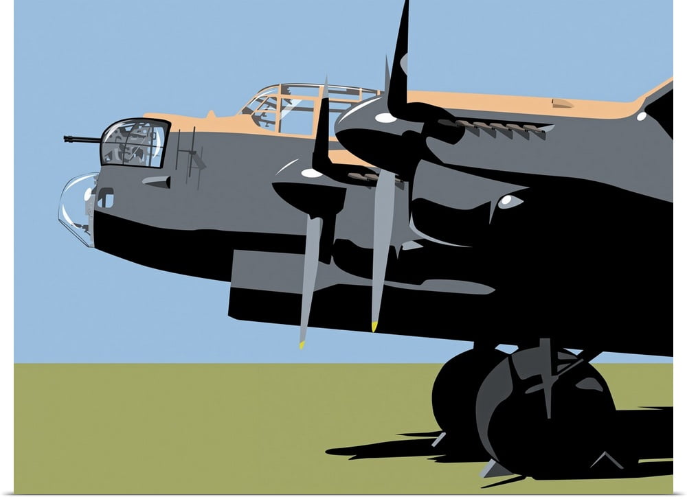Lancaster Bomber Propeller Black and White Canvas Art Poster Print Wall Decor